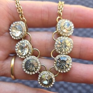 Elegant Gold Tone and Silver Statement Necklace